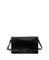 Prada Medium Triangle Logo Shoulder Bag In Black