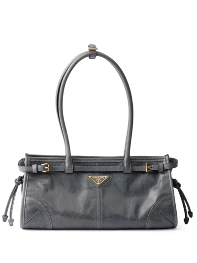 Prada Mittelgrosse Schultertasche In Blau