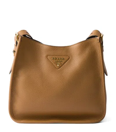 Prada Medium Leather Shoulder Bag In Brown