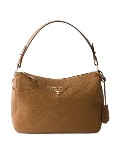 Prada Medium Leather Shoulder Bag In Brown