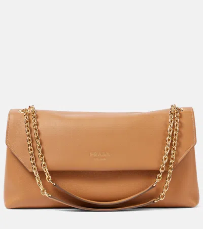 Prada Medium Leather Shoulder Bag In Brown