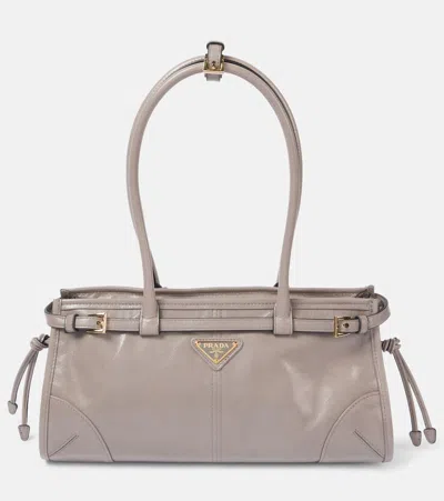 Prada Medium Leather Shoulder Bag In Grey