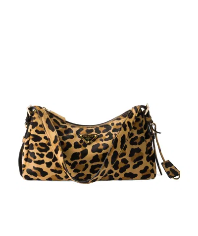 Prada Aimèe Medium Printed Leather Shoulder Bag In Honey