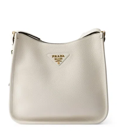Prada Medium Leather Shoulder Bag In White