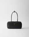Prada Medium Leather Top-handle Bag In Black