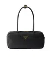 Prada Re-nylon And Leather Medium Top-handle With Padlock Bags In Black