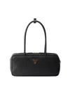 Prada Medium Leather Top-handle Bag In Black