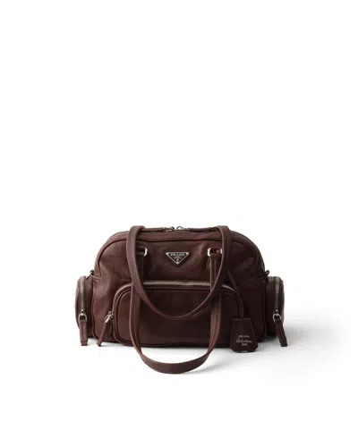 Prada Mittelgrosse Henkeltasche Aus Leder In Brown