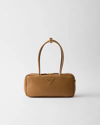 Prada Medium Leather Top-handle Bag In Brown