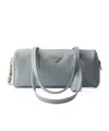 Prada Medium Leather Top-handle Bag With Padlock In Gray