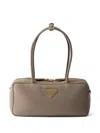 Prada Medium Leather Top-handle Bag In Clay Grey
