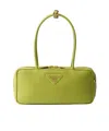 Prada Flou Zip Leather Top-handle Bag In Lawn Green
