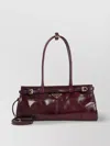 Prada Bordeaux Calf Leather Handbag With Adjustable Shoulder Strap In Purple