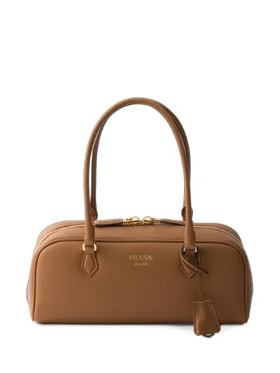 Prada Medium Leather Top-handle Bag In Brown