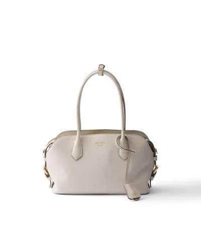 Prada Mittelgrosse Tote Bag Aus Leder In Neutral