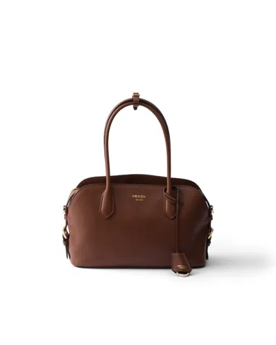 Prada Mittelgrosse Tote Bag Aus Leder In Brown