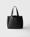Prada Medium Leather Tote Bag In Black