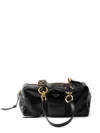 Prada Leather Handbag With Double Handles And Front Pocket In Black