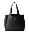 Prada Medium Leather Tote Bag In Black