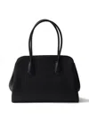 Prada Medium Leather Tote Bag In Black