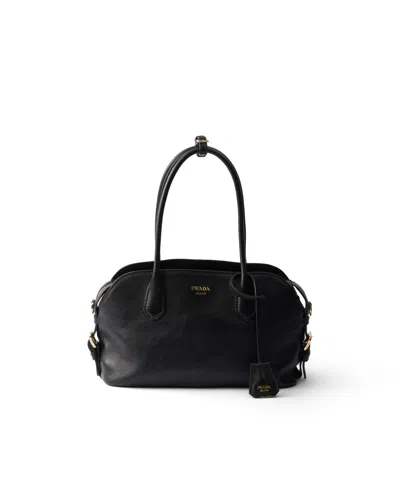 Prada Mittelgrosse Tote Bag Aus Leder In Black