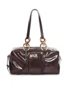 Prada Medium Shiny Leather Shoulder Bag In Brown
