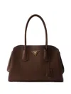 Prada Medium Leather Tote Bag In Brown