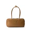 Prada Leather Shoulder Bag Double Handles Rectangular In Brown