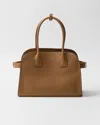Prada Medium Leather Top-handle Bag In Caramel