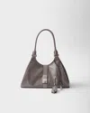 Prada Medium Leather Tote Bag In Pewter