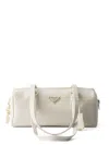 Prada Medium Leather Top-handle Bag With Padlock In White