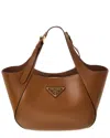 Prada Medium Leather Tote In Brown