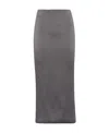 Prada Medium Length Slit Skirt In Iron Gray