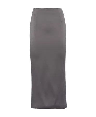 Prada Medium Length Slit Skirt In Grey