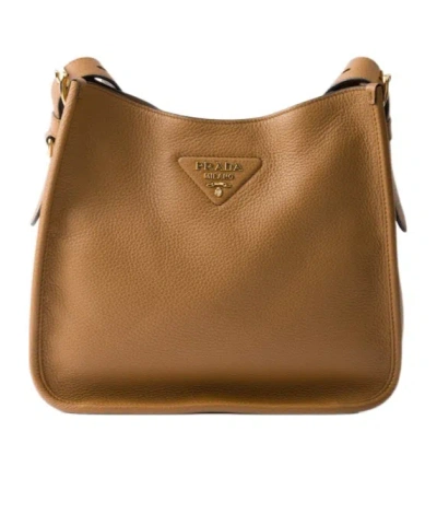 Prada Medium Logo Crossbody Bag In Brown
