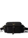 Prada Medium Logo-plaque Shoulder Bag In Black