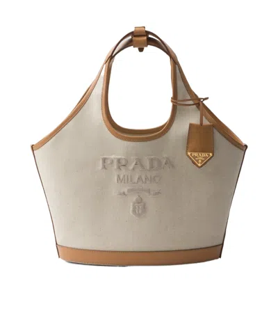 PRADA PRADA LOGO PRINTED MEDIUM TOP HANDLE BAG