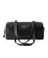 Prada Women Re-nylon And Leather Medium Top-handle Bag With Padlock In Black