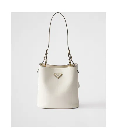 Prada Medium Logo Shoulder Bag In White