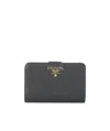 Prada Medium Logo Wallet In Black