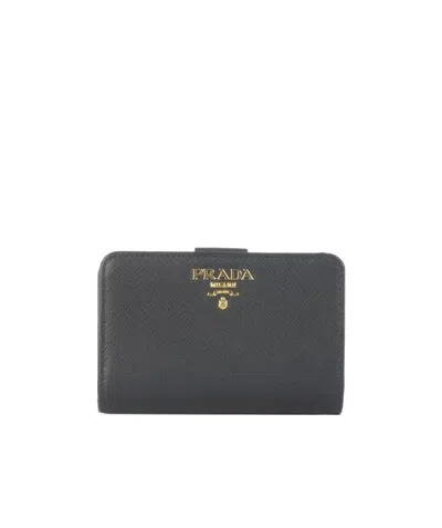 Prada Medium Logo Wallet In Black