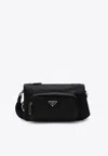 Prada Medium Messenger Bag With Triangle Logo In Black