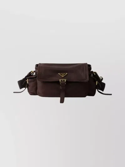 Prada Medium Nappa Leather Shoulder Bag Flap In Brown