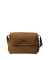 Prada Traveller Medium Padded Re-nylon Bag In Brown