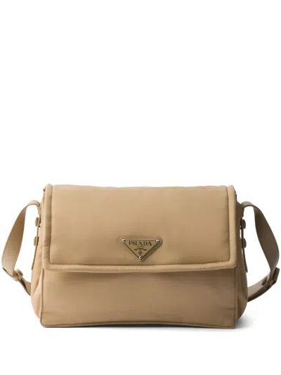 Prada Medium Padded Re-nylon Shoulder Bag In Neutrals