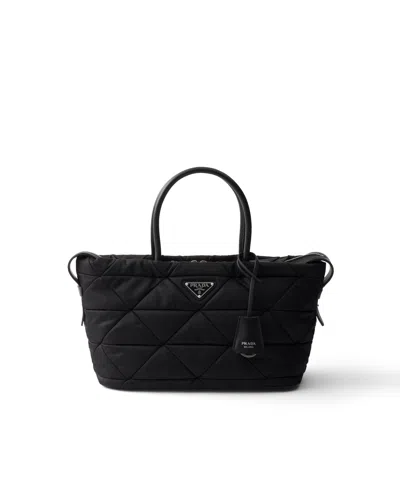 Prada Padded Re-nylon Medium Tote Bag In Black