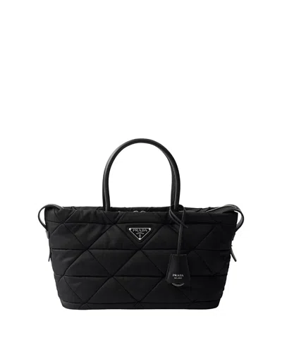 Prada Medium Padded Re-nylon Tote Bag In Black