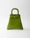 Prada Etude Buckle Leather Top-handle Bag In Green