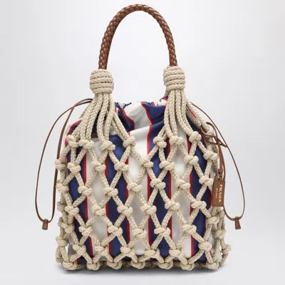 Prada Medium  Noué Bag Rope/royal Blue Women In White