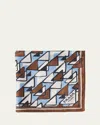 Prada Womens Light Blue Branded Graphic-print Twill Scarf In F0zd2 Celeste Tabacco